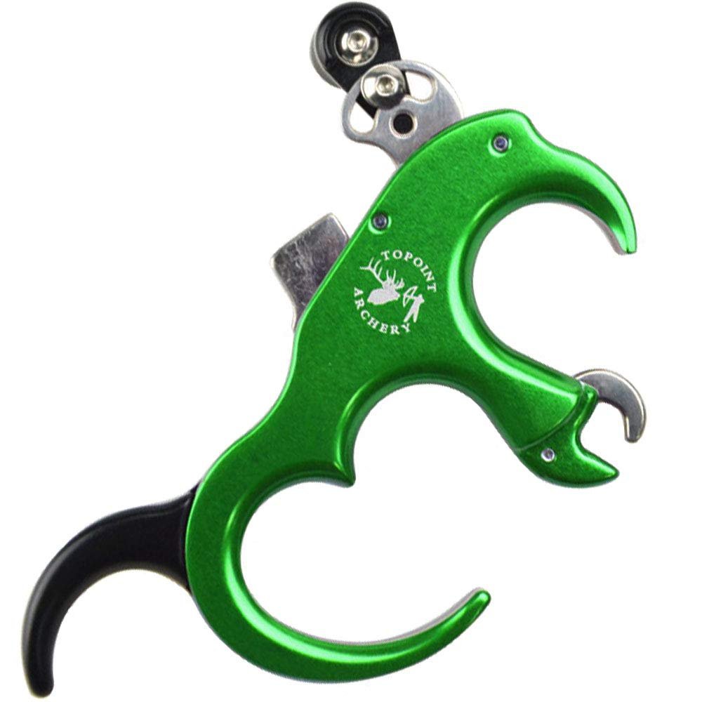 Archery Release Aid Fully Automatic Aluminum Alloy 3 or 4 Finger Release Aid Stainless Steel Release Aid Left or Right Hand for Compound Bow Hunting Shooting Target Trigger (Green)