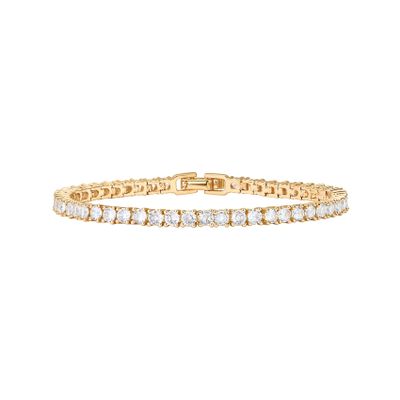 PAVOI 14K Yellow Gold Plated Tennis Bracelets for Women - 3mm Cubic Zirconia Classic Gold Tennis Bracelets for Women and Men - Trendy CZ Jewelry Gifts - Size 7 Inches