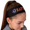 Funny Girl Designs Soccer Headband Moisture Wicking TIE BACK Personalized with Embroidered HEART and Custom Name (GREEN Tie Back) view 2