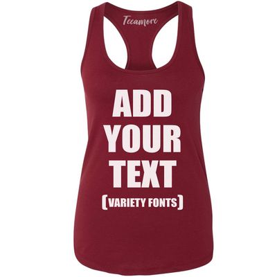 Women Custom Tank Top Add Your Text Design Your Own Printing Personalized Racer Tank Cardinal Red
