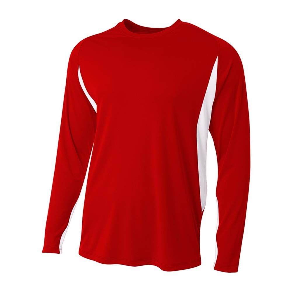 A4 Sportswear Adult Medium Scarlet/White Cooling Long Sleeve