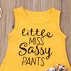 Toddler Kid Baby Girls Sleeveless Tassel Vest Tank Top T-Shirt Floral Shorts Summer Outfits Set 1-6Y (1-2Y, Yellow) view 2