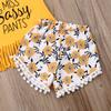 Toddler Kid Baby Girls Sleeveless Tassel Vest Tank Top T-Shirt Floral Shorts Summer Outfits Set 1-6Y (1-2Y, Yellow) view 3