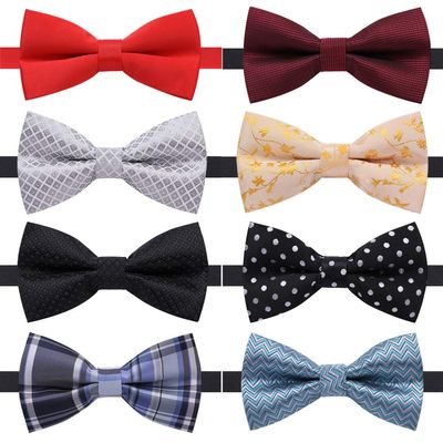 AUSKY 8 PACKS Elegant Adjustable Pre-tied Bow Ties for Men Boys (1&4&5&6&8 Pack for option) (S)