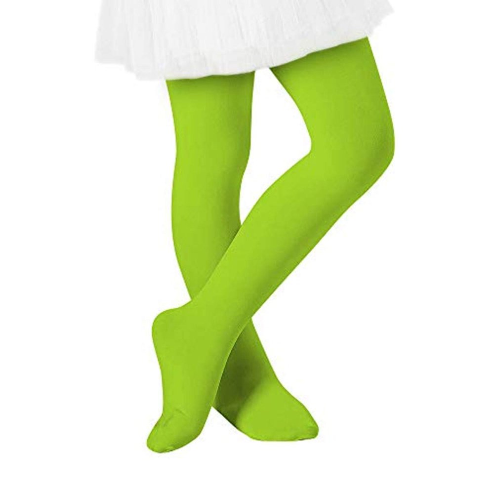 Century Star Girls Green Tights Toddler-Super Soft Footed Neon Ballet Dance Tights for Kids 1 Pack Light Green 6-9 Years