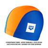 Arena Unisex Junior Unix II Swim Cap for Boys and Girls Ages 6 to 12 Lightweight Stretch Fabric Kids Pool Bathing Cap, One Size, Blue/Orange/Lightblue view 3