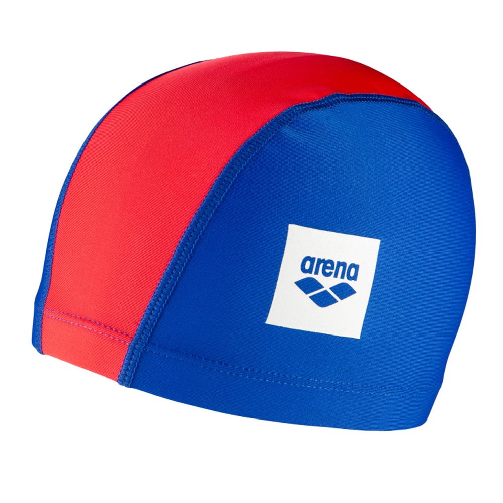 Arena Unisex Junior Unix II Swim Cap for Boys and Girls Ages 6 to 12 Lightweight Stretch Fabric Kids Pool Bathing Cap, One Size, Blue/Red