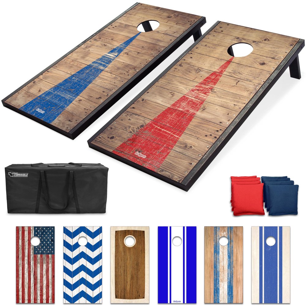 GoSports Classic Cornhole Set  Includes 8 Bean Bags, Travel Case and Game Rules (Choice of Style)