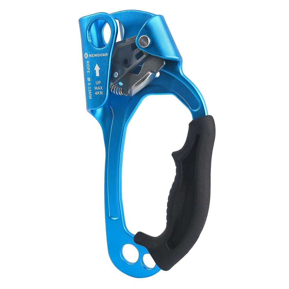 NewDoar Right Hand Ascender Rock Climbing Tree Arborist Rappelling Gear Equipment CE Certified Rope Clamp for 8~13MM Rope(Right Hand Pro Blue)
