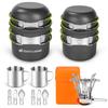Odoland 16pcs Camping Cookware Mess Kit, Lightweight Pot Pan Mini Stove with 2 Cups, Fork Spoon Kits for Backpacking, Outdoor Camping Hiking and Picnic view 1