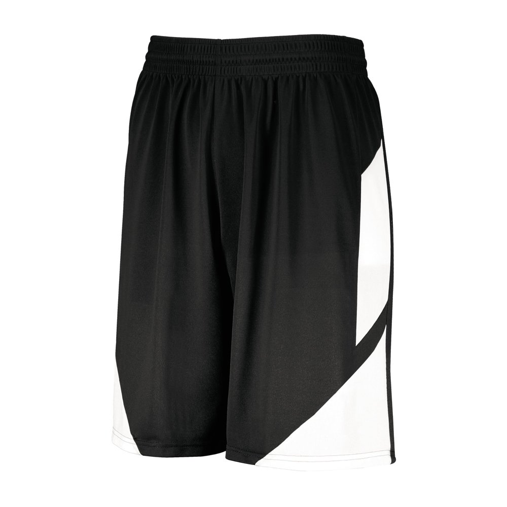 Augusta Sportswear Youth Step-Back Basketball Shorts, Black/White, L