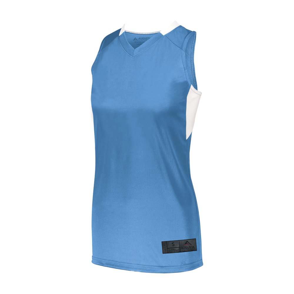 Augusta Sportswear Womens Step-Back Basketball Jersey, Columbia Blue/White, 2XL