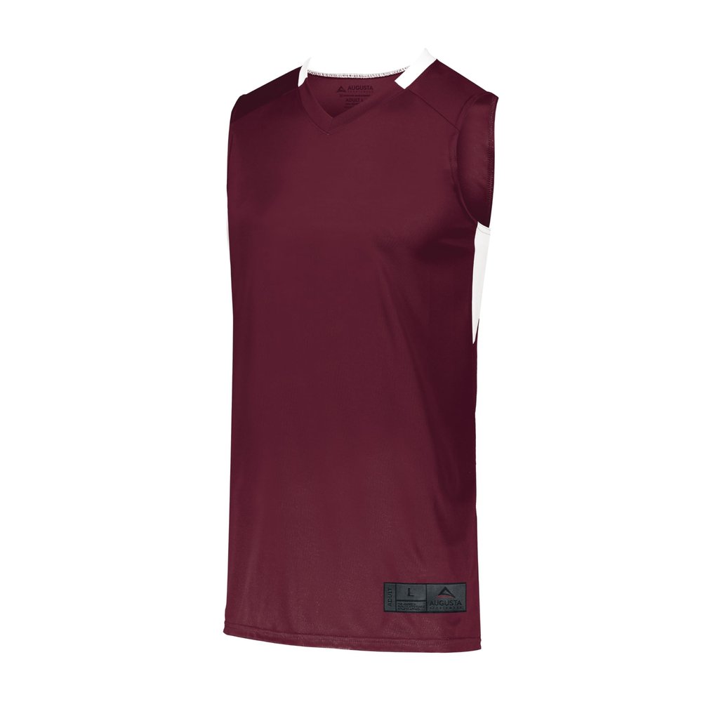 Augusta Sportswear Youth Step-Back Basketball Jersey, Maroon/White, XL