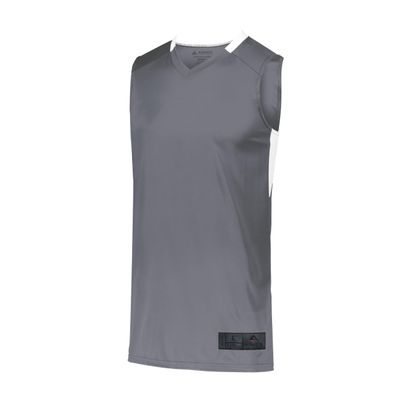 Augusta Sportswear Youth Step-Back Basketball Jersey, Graphite/White, M