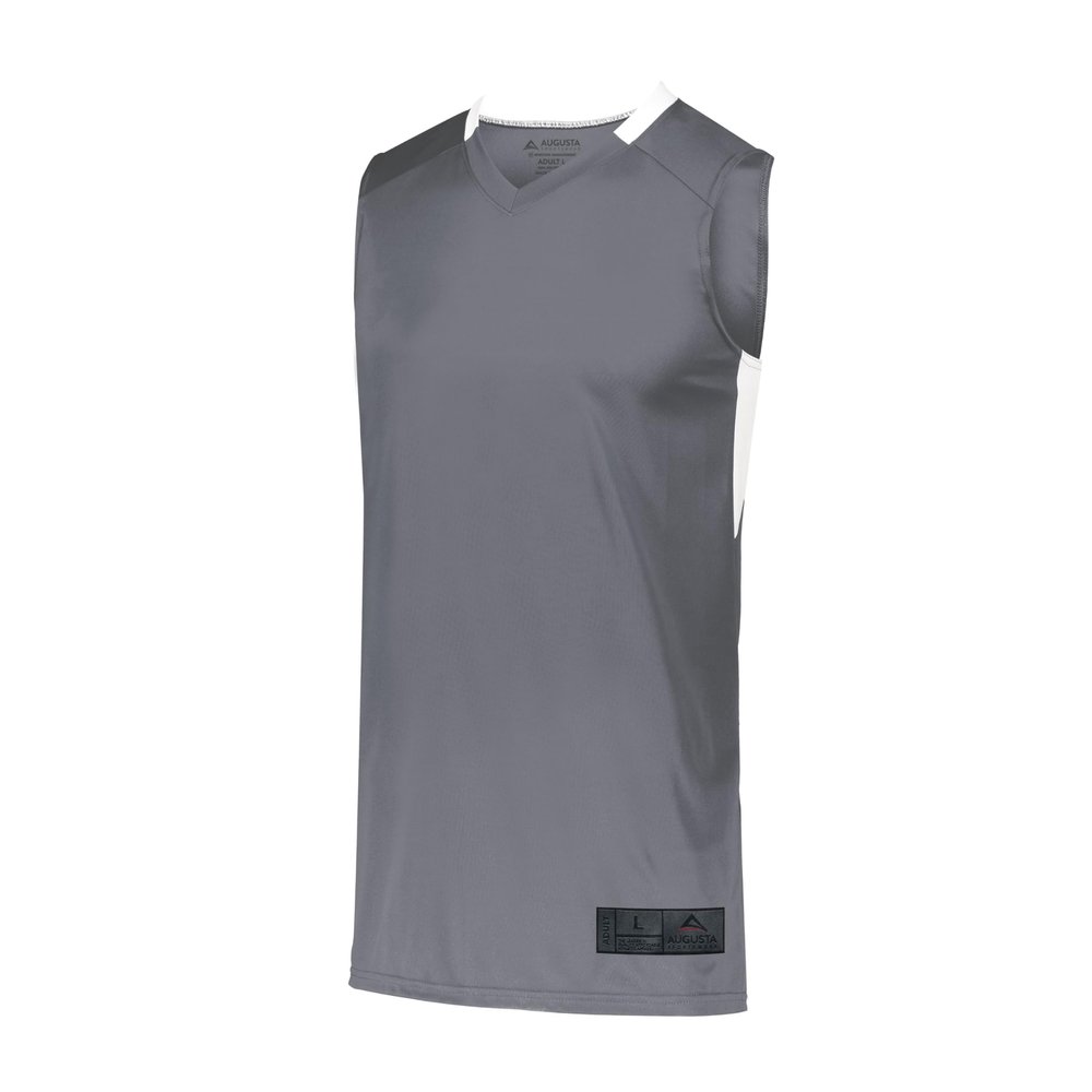 Augusta Sportswear Youth Step-Back Basketball Jersey, Graphite/White, M