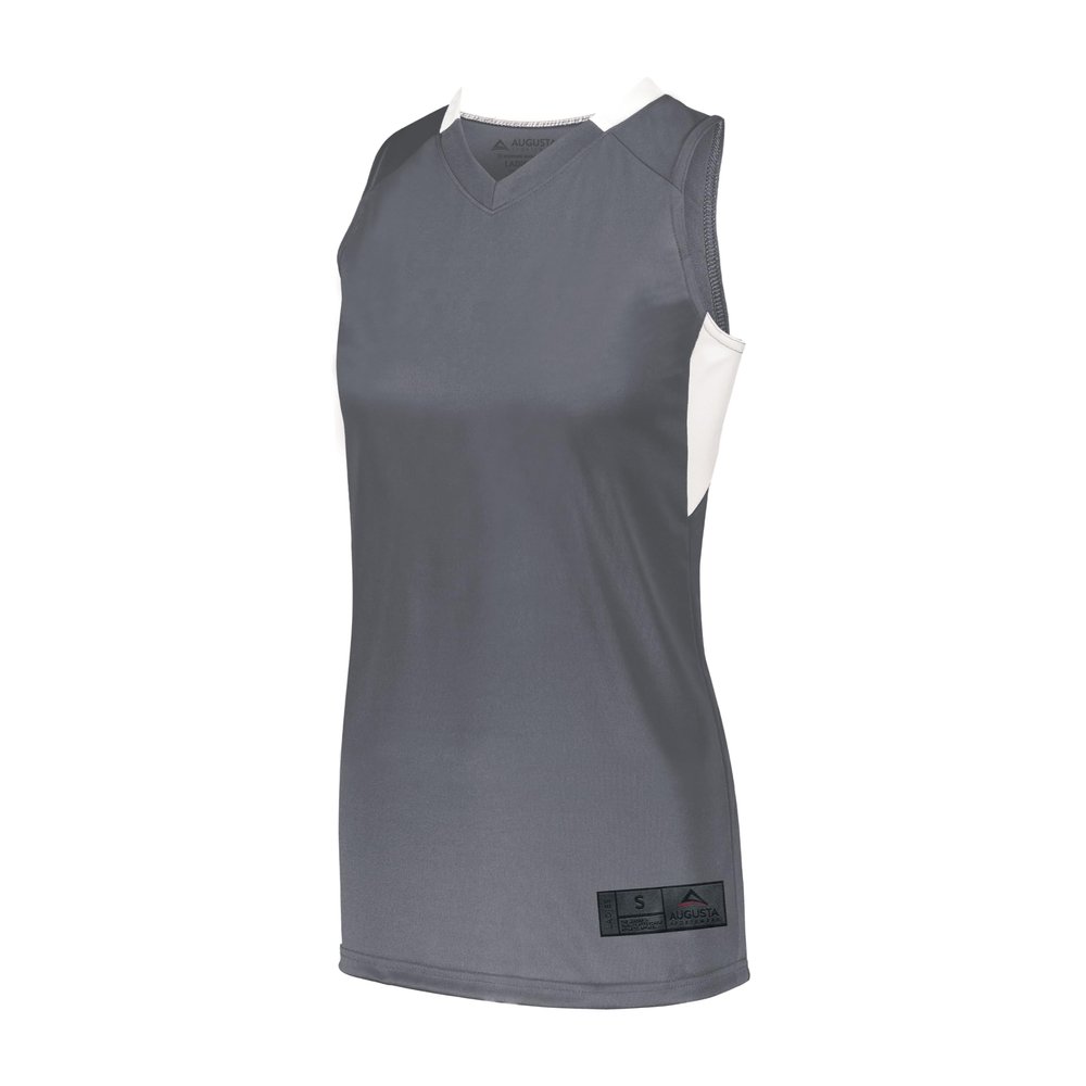 Augusta Sportswear Womens Step-Back Basketball Jersey, Graphite/White, M