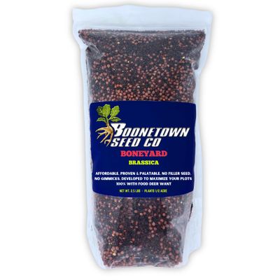 Boonetown Seed Company - Boneyard Brassica Deer Food Plot Seeds, 3 LB Bag 1/3 Acre Coverage, Food Plot Seed Mix of Daikon Radish, Purple Top and Barkant Turnip, Pasja Forage Hybrid, Rape