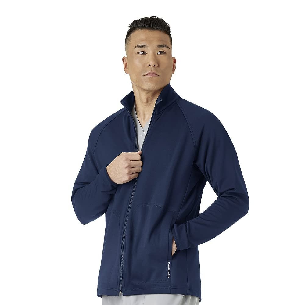 WonderWink Men's Wink Knits Fleece Full-Zip jacket, Navy, S