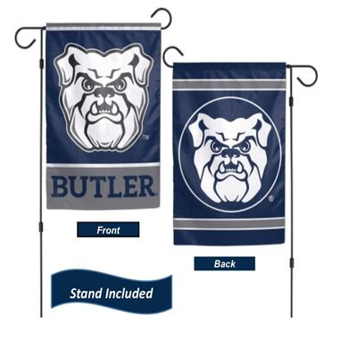 Butler Bulldogs Garden Flag Set With Stand, Printed in the USA, 12.5" x 18" College Flag With Three Piece Steel Yard Flag Stand Holder