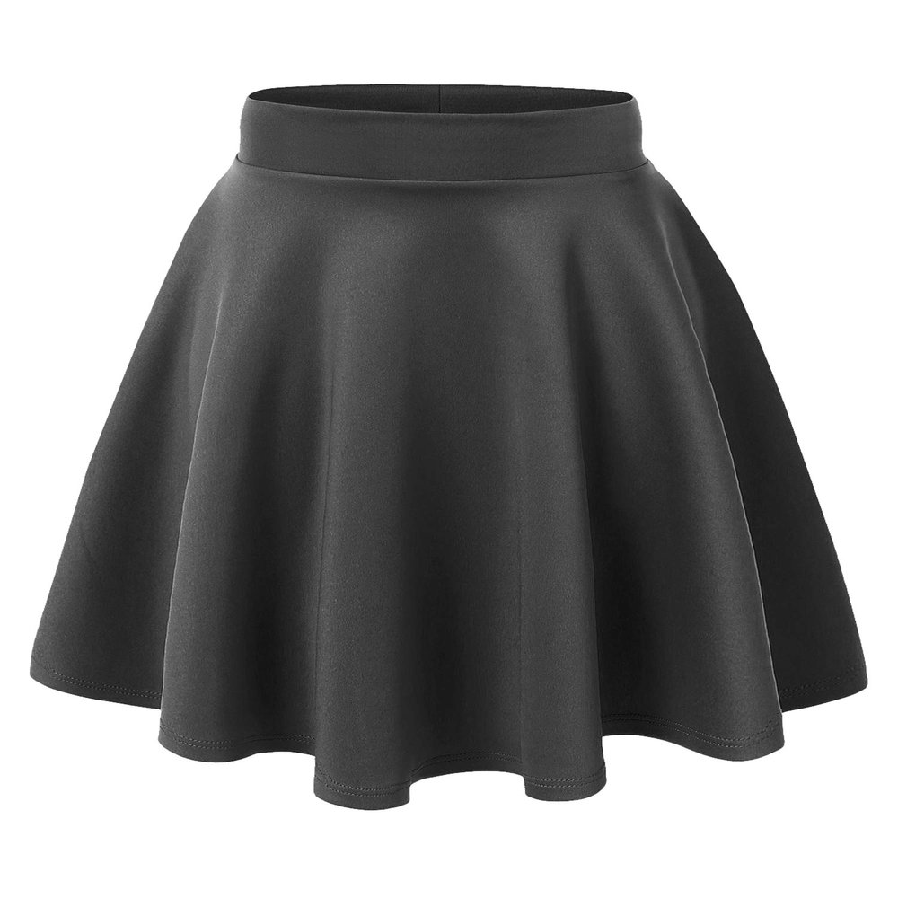 MBJ WB829 Womens Basic Versatile Stretchy Flared Casual Midi Skater Skirt XXXL Charcoal