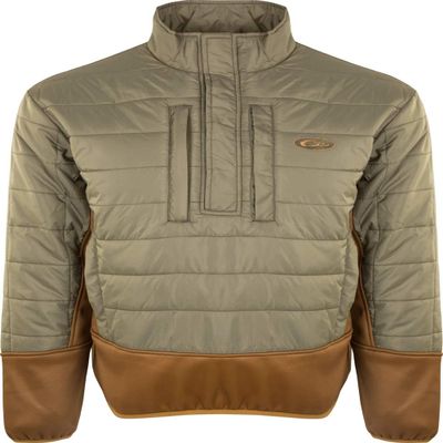 Drake Two-Tone Synthetic Double Down 1/4 Zip Pullover Green/Light Brown SM