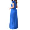 Clopon Women's Long Maxi Dresses, Short Sleeve Dress with Pockets for Ladies Solid Round Neck Party Dress (XL, Blue) view 3