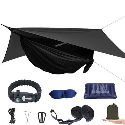 Camping Hammock with Mosquito Net and Rain Fly - Travel Hammock Bug Net - Hammock Tent for Outdoor Hiking Backpacking Travel Camping Accessories and Camping Gear