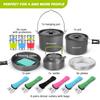 Odoland 39pcs Camping Cookware Mess Kit, Non-Stick Large Size Hanging Pot Pan Kettle with Base Dinner Cutlery Sets for 6 and More, Cups Dishes Forks Spoons Kit for Outdoor Camping Hiking Picnic view 2