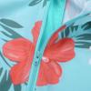 Freebily Kids Baby Girls Cute One-Piece Hawaii Palm Trees Swimsuit Long Sleeve Rash Guard Shirt Swimwear Bathing Suit Cyan 12-18 Months view 3