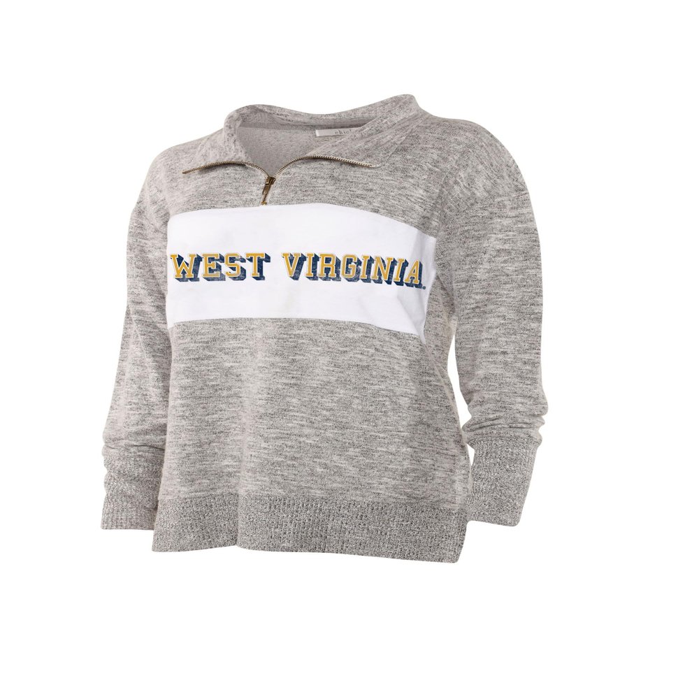 Chicka-d West Virginia Mountaineers Women's Cozy Fleece Quarter Zip Heather Grey, Small
