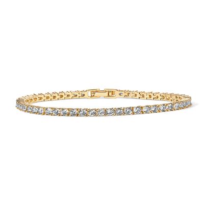 PAVOI 14K Yellow Gold Plated Tennis Bracelets for Women - 3mm Cubic Zirconia Classic Gold Tennis Bracelets for Women and Men - Trendy CZ Jewelry Gifts - Size 6.5 Inches