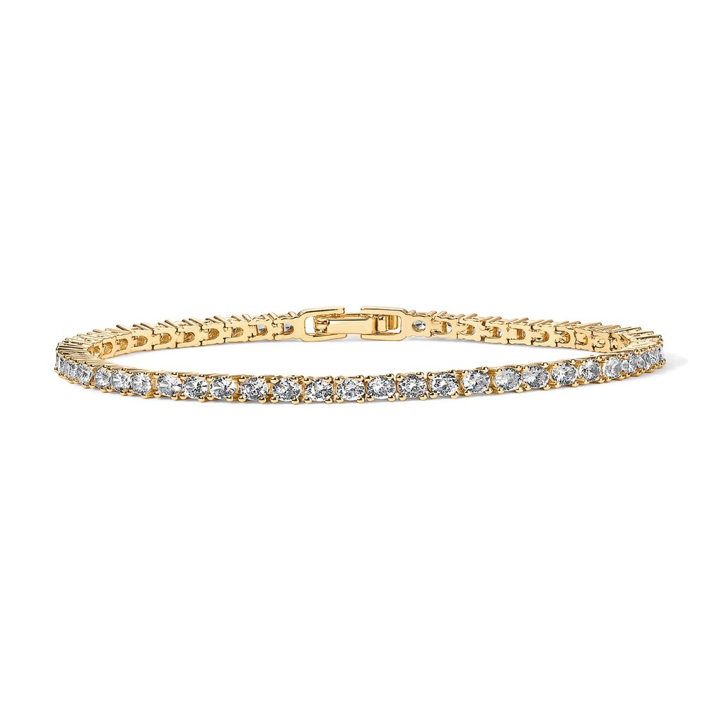 PAVOI 14K Yellow Gold Plated Tennis Bracelets for Women - 3mm Cubic Zirconia Classic Gold Tennis Bracelets for Women and Men - Trendy CZ Jewelry Gifts - Size 6.5 Inches