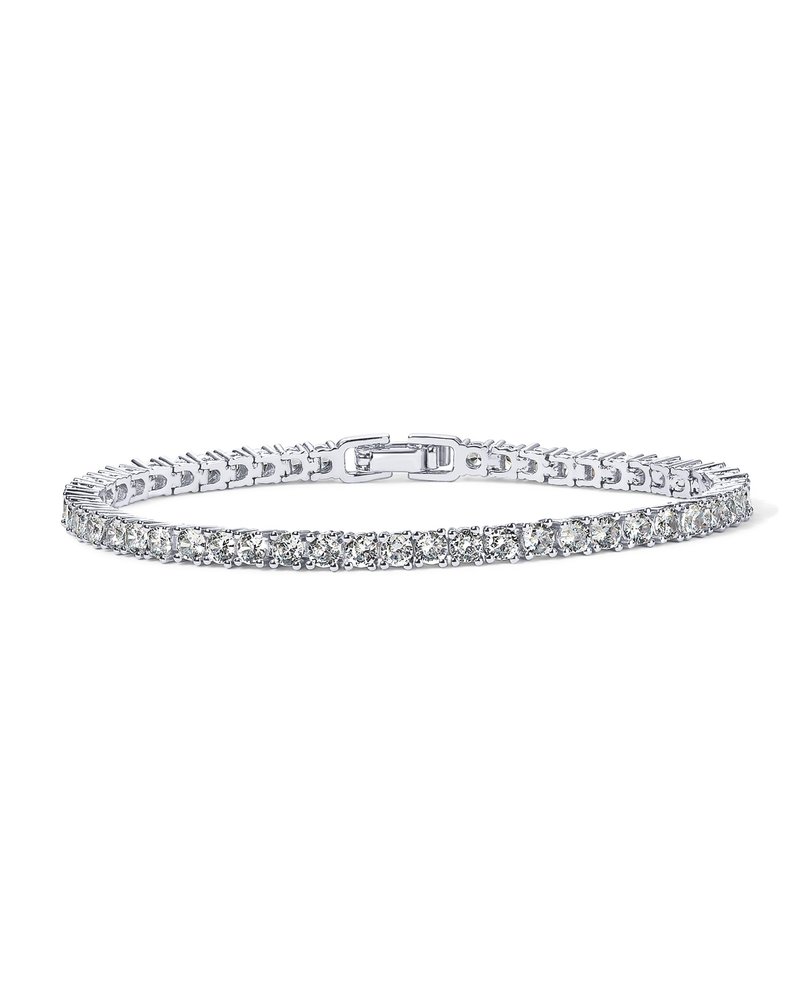 PAVOI Cubic Zirconia Classic Tennis Bracelet for Women, 7" White Gold