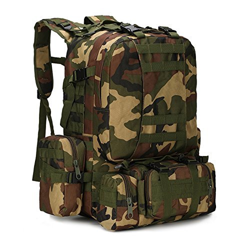 55L 600D Oxford Military Tactical Army Rucksacks Molle Backpack Camping Outdoor Hiking Trekking Traveling Bag (Jungle camouflage)