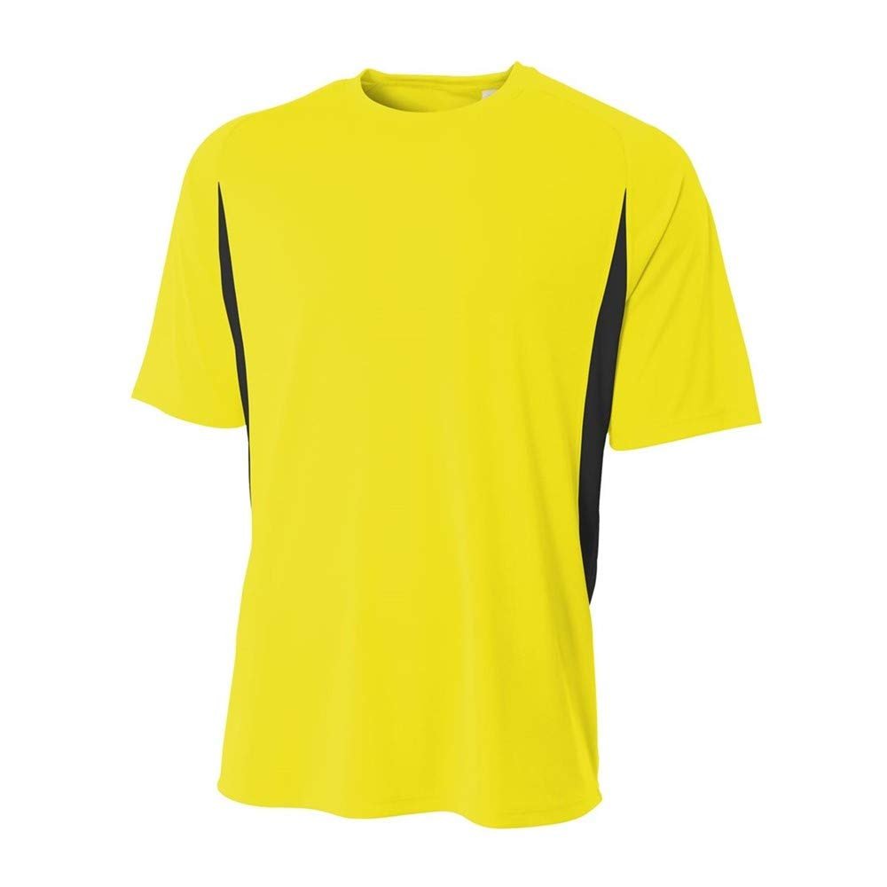 A4 Sportswear Adult Large Safety Yellow/Black Cooling Tee
