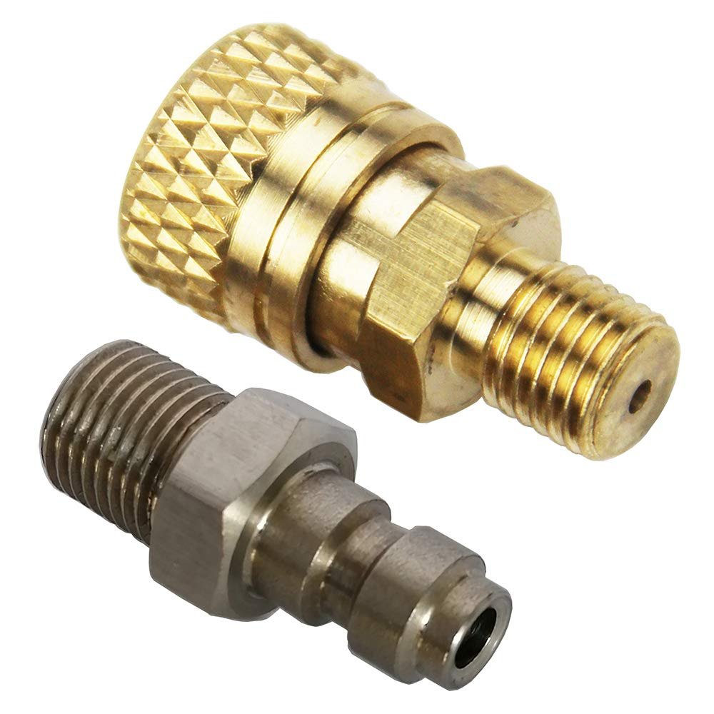 PCP Airforce Paintball Stainless Steel Double End Male Plug with Quick Disconnect M10 Female Coupler Connector and other Hose combination (Type 5)