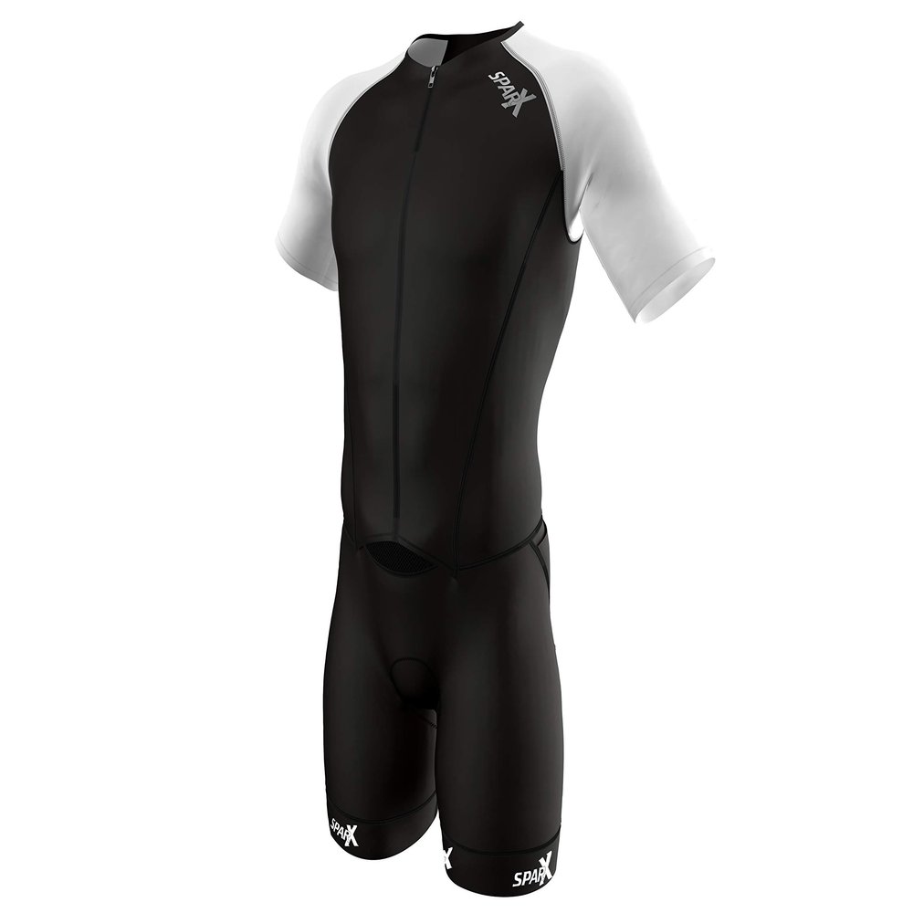 Sparx Mens Elite Aerosuit Triathlon Suit Mens Short Sleeve Tri Suit Skinsuit (Black, 3XL)