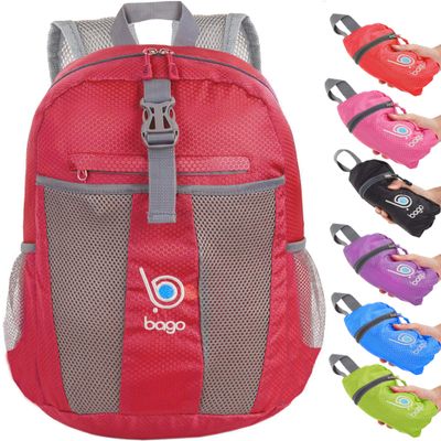 Bago Lightweight Small Hiking Backpack for Women and Men - 25L Travel Day Pack - Foldable Hiking Daypack Ultralight for Camping Outdoor Sports - Day Bag Packable Backpack for Travel (Red)