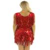 winying Womens V Neck 1920s Sequin Tassels Samba Tango Latin Dance Dress Stage Performance Costume Red XX-Large view 3
