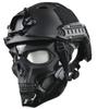 JFFCESTORE Tactical Mask and Fast Helmet,Protective Full Face Clear Goggle Skull mask, Adjustable Chin Strap Large Size for Adult (Mask+Helmet Black) view 1