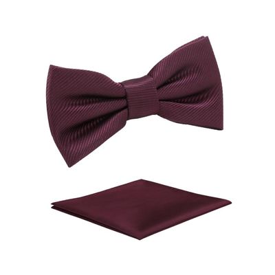 fortunatever Boys Solid Pre-tied Bow Ties,Burgundy Red Adjustable Tuxedo Bowtie For Boy With Multiple Colors+Pocket Square (11''-19'')