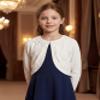 BOLEROSE Girls Long Sleeve Floral Lace Bolero Cardigan Kids Shrug Cover Up (Ivory, 7-8 YRS) view 4