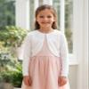 BOLEROSE Girls Long Sleeve Floral Lace Bolero Cardigan Kids Shrug Cover Up (White, 7-8 YRS) view 2