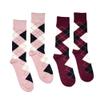 Bop Classy Men's Dress Crew Socks Argyle Pattern 2 Pair Set - Premium Cotton (Pink & Burgundy) view 1