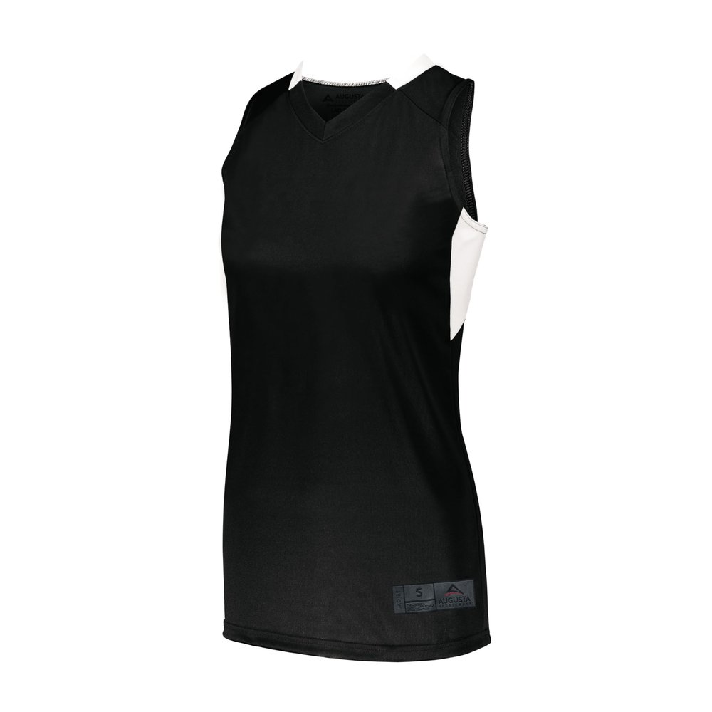 Augusta Sportswear Womens Step-Back Basketball Jersey, Black/White, L