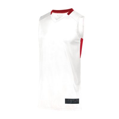 Augusta Sportswear Youth Step-Back Basketball Jersey, White/Red, XL