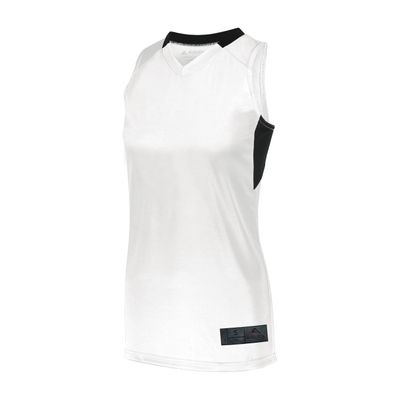 Augusta Sportswear Womens Step-Back Basketball Jersey, White/Black, XS
