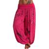 JOFOW Womens Bloomers Harem Pants Dye Splash Print Loose Long Yoga Trousers Hot Pink view 1