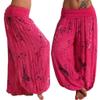 JOFOW Womens Bloomers Harem Pants Dye Splash Print Loose Long Yoga Trousers Hot Pink view 2