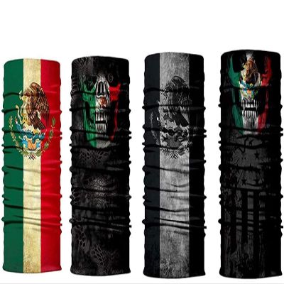 4pcs Multifunctional Mexico Flag Face Sun Scarf Headband Band Beanie Headwrap Neck Gaiter Bandanas for Fishing Cycling Hunting Hiking Yard Work Outdoors Actives